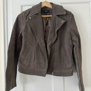 ABLE Women's Suede Moto Jacket in Taupe